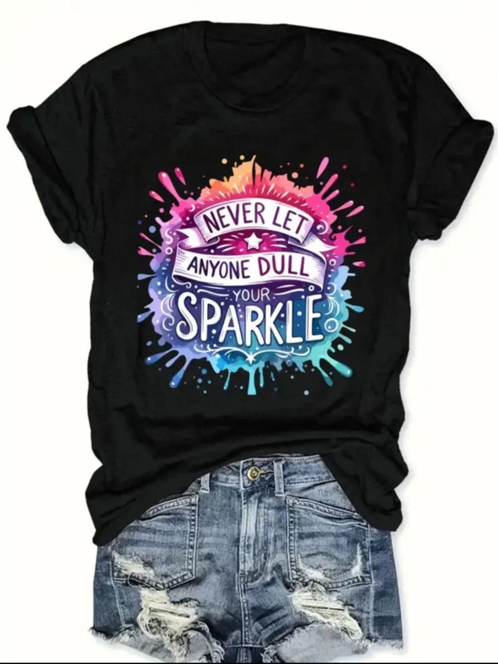 Never Let Anyone Dull Your Sparkle Graphic Tee - Black